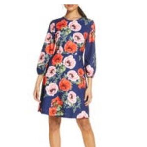 Eliza J Navy Floral Long Sleeve Dress